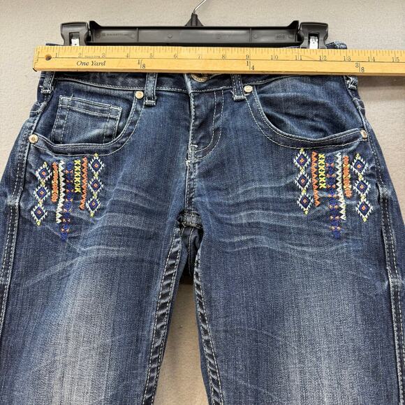 Cowgirl Tuff Jeans Women's 24x33 (0) Blue Aztec Mustang Boot Cut Embroidered - Picture 12 of 16